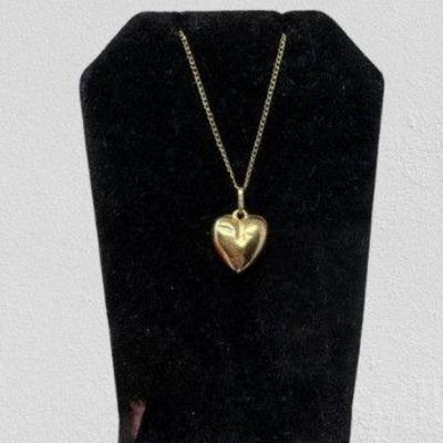 14K Gold Puffy Heart Pendant – Approx. 0.39g	