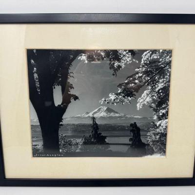 Framed Black & White Mt. Rainier Photograph - Signed by Artist	