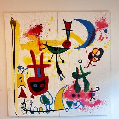 Abstract Diptych Painting – Vibrant Art on Two Connected Canvases	