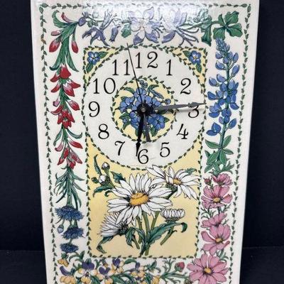 Vintage Santa Barbara Ceramic Floral Wall Clock - 1999	