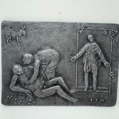 Vintage 1976 Thomae Cast Metal Plaque – "The Good Samaritan"	