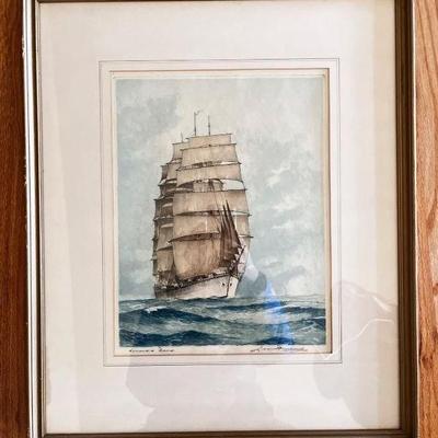 Signed Maritime Print – Homeward Bound Sailing Ship	