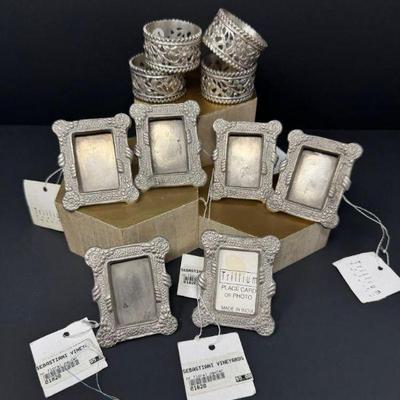 Pewter Napkin Holders: Trillium Frame & Filigree Designs - New w/ Tags	