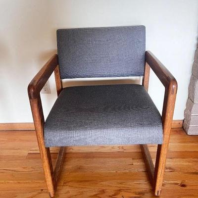 Wood-Frame Armchair w/ Gray Upholstery	