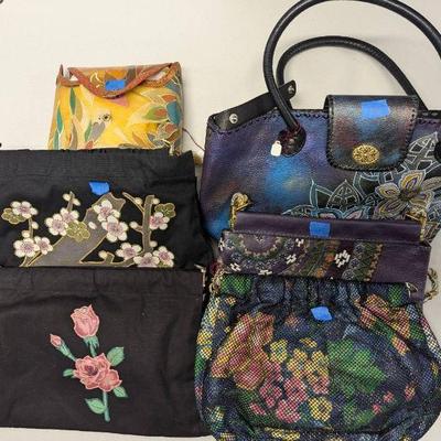 SCH104-Assorted Leather, Mesh, Hand Painted, Rose Bags