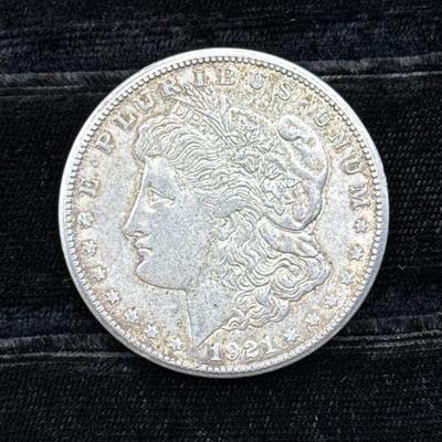 Toned 1921-S Morgan Silver Dollar
