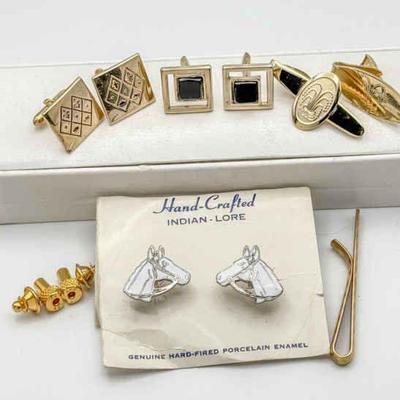 (4) Vintage Cufflinks & Accessories – Assorted Designs
