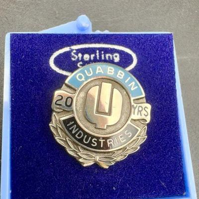 Sterling Silver Quabbin Industries 20 Year Pin
