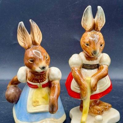 (2) Vintage Goebel Rabbit Figurines
Crazing as shown but no cracks or chips. 
Goebel Brown Bunny Rabbit Figure Playing Golf or Croquet |...