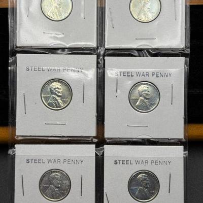 (6) Beautiful 1943 Philadelphia Steel Cents
