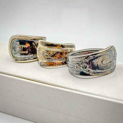 (3) Vintage Spoon Rings - Silver-Tone
