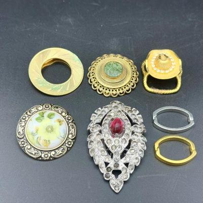 (7) Vintage Scarf Clips / Holders
