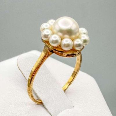 14K Vintage Pearl Cluster Ring

