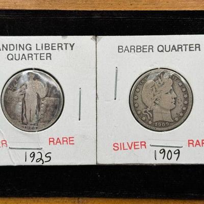 (2) 1925 Standing Liberty & 1909 Barber Quarters

