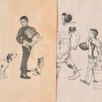 (6) Norman Rockwell “Origional Pencil Drawing” Prints
From the collection of Massachusetts Mutual Life Insurance Company. 
Prints include...