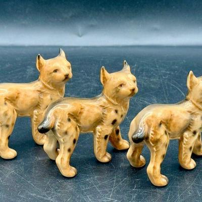 (3) Lynx Goebel Porcelain Figurine Bobcat Germany
