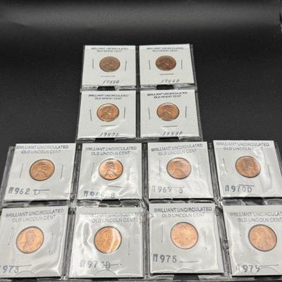 (12) “Brilliant Uncirculated” Lincoln Cents
