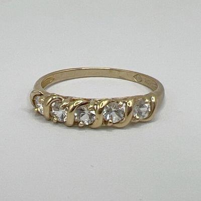 10K Gold Ring with Five Sparkling Accents
