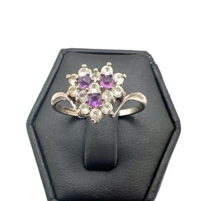Sterling Silver Gemstone Cluster Ring
