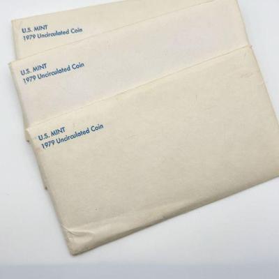 1979 U.S. Mint Uncirculated Coin Envelopes – Set of 3
