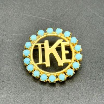 Rare Blue Stone Ladies IKE Brooch Pin Original Vintage Republican Eisenhower 52
