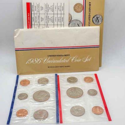 1986 U.S. Mint Uncirculated Coin Set – Complete with Papers
