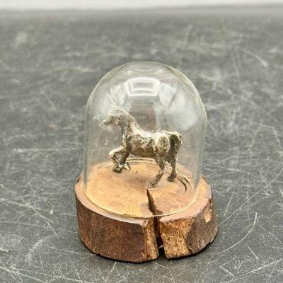 Vintage Barbara Scarponi Horse Miniature On Signed Wooden Base
