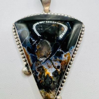 Sterling Silver African Pietersite Pendant with Eye
