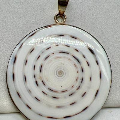 Round Shiva Shell 2” Sterling Silver Pendant
