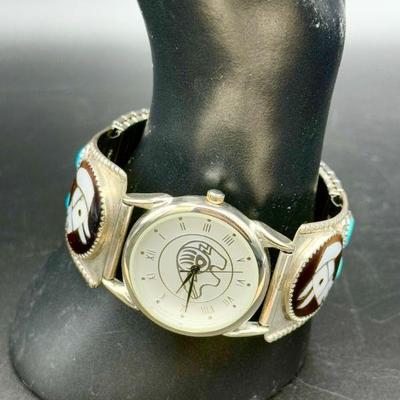 Signed Zuni Watch W Inlays
