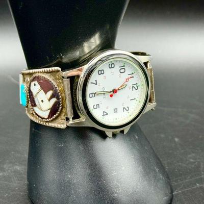 Signed Zuni Watch W Inlays
