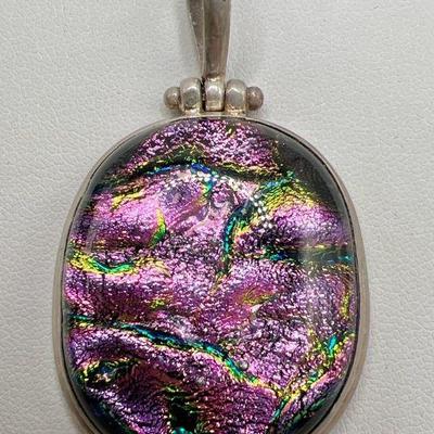 Sterling Silver Sparkling Purple 1.75” Pendant
