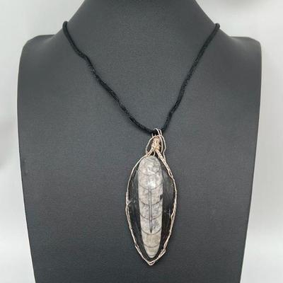 Orthoceras Fossil Wire Wrapped Necklace
