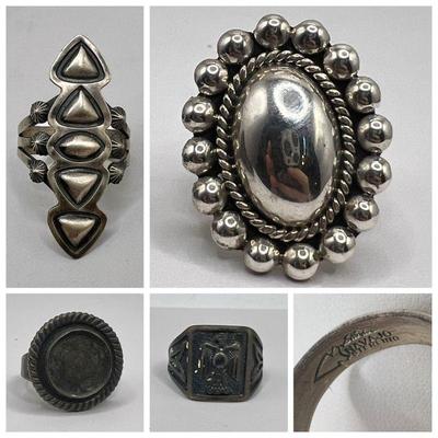 (4) Sterling Silver Rings ft. Navajo
