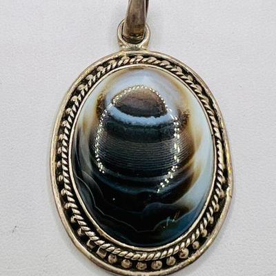Polished Montana Agate Pendant
