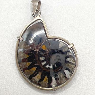 Ammonite Spiral Fossil Pendant
