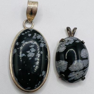 (2) Snowflake Obsidian Pendants ft. Sterling Silver
