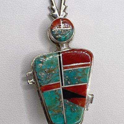 Southwestern Sterling Silver & Turquoise Pendant
