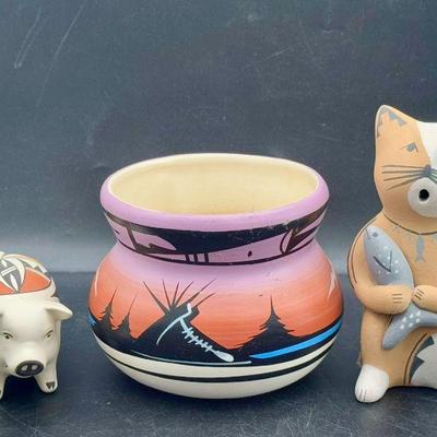 (3) Signed Native American Pottery Pieces
