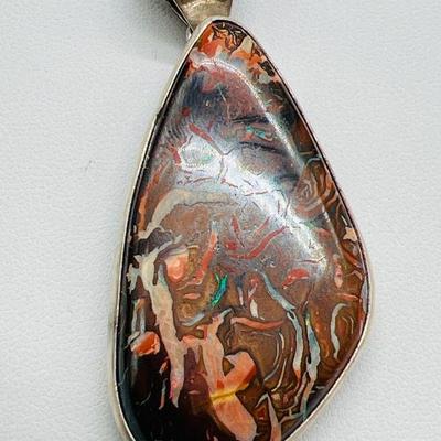 Koroit Boulder Opal 2” Sterling Silver Pendant — Rare Nugget
