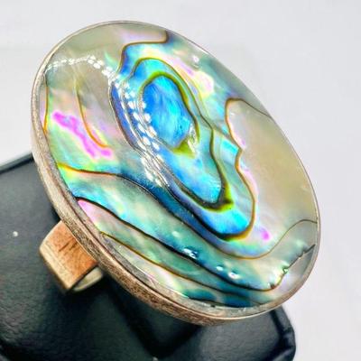 Abalone Sterling Silver Ring Size 8.25
