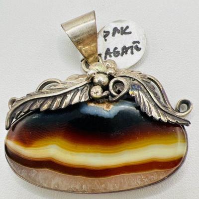 Sterling Silver Pakistani Agate Pendant — 47 Carats
