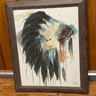Watercolor Indigenous Headdress : By Sara Bolton - Dated 2015
