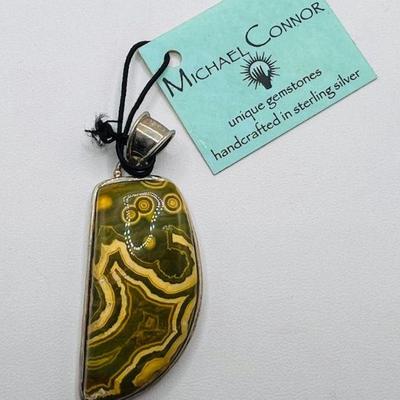 Sterling Silver Orbicular Ocean Jasper Pendant
