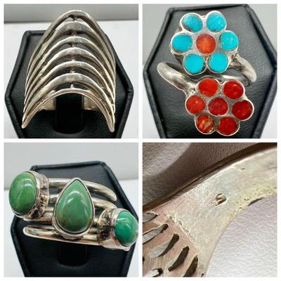 (3) Silver Rings Sizes 8-9
