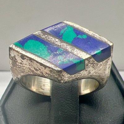 Bold Southwestern Style Sterling Silver Ring Size 9.25
