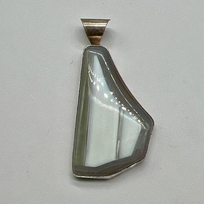 Banded Agate 2.5” Sterling Silver Pendant
