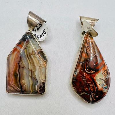 (2) Sterling Silver Pendants ft. Agate

