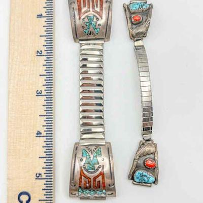 (2) Sterling Silver & Turquoise Watch Tips
