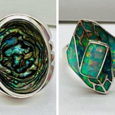 (2) Rings ft. Possible Opals & Abalone
